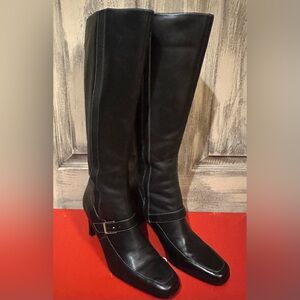 Maripé DANE Women's BLACK LEATHER TALL ZIP BOOTS 9.5M